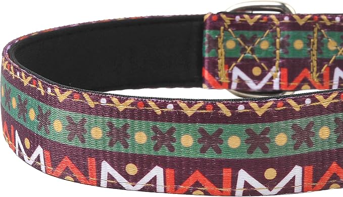 Reflective Dog Collar, Adjustable Soft Neoprene Padded Nylon Pet Collars with Buckle for Puppy and Small Dogs, Cats, Retro Geometric Flowers,XL