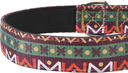 Reflective Dog Collar, Adjustable Soft Neoprene Padded Nylon Pet Collars with Buckle for Puppy and Small Dogs, Cats, Retro Geometric Flowers,XL