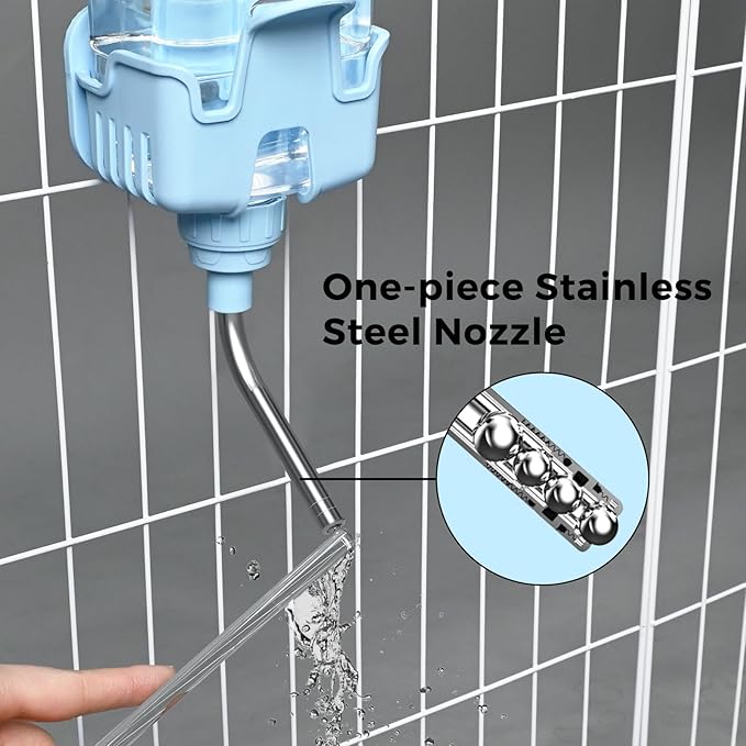 Vannon Small Animal Water Dispenser for Cage, 30oz Auto Feeding Crate Water Bottle for Rabbit, Chinchilla, Ferret, Guinea Pig, Squirrel, Hedgehog, Pet Nozzle Diameter: 10mm, BPA Free, Blue