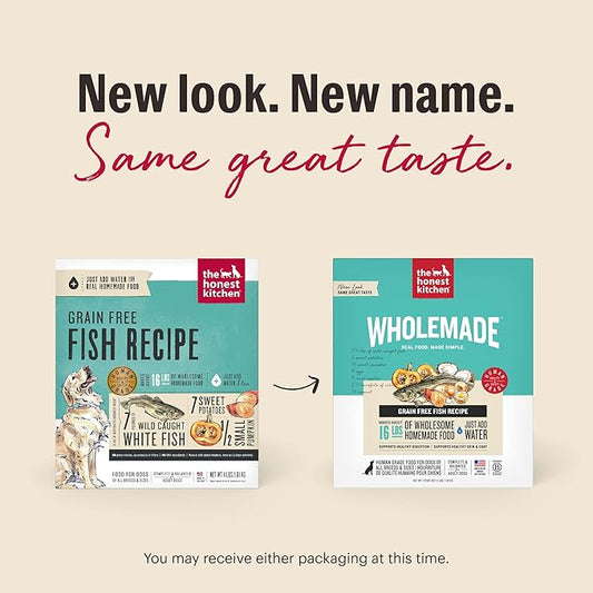 The Honest Kitchen Human Grade Wholemade™ Dehydrated Grain Free Fish Dog Food - Complete & Balanced Meal or Topper - 4 lb Box