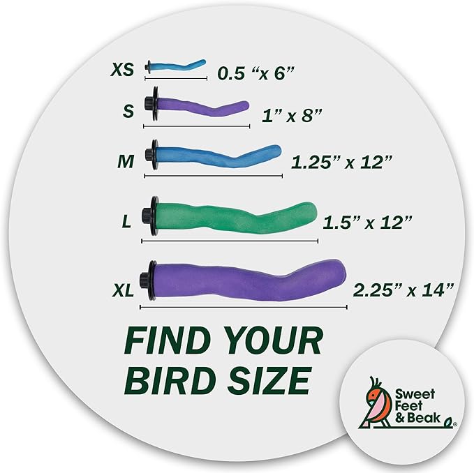 Sweet Feet & Beak Safety Pumice Bird Perch, Large 1-1/2" X 12", Purple - Lightweight Grinding Bird Perches for Cage - Bird Nail Trimming Perch for Healthy Beak & Feet - Multi-Size & Color Parrot Stand