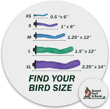 Sweet Feet & Beak Safety Pumice Bird Perch, Large 1-1/2" X 12", Purple - Lightweight Grinding Bird Perches for Cage - Bird Nail Trimming Perch for Healthy Beak & Feet - Multi-Size & Color Parrot Stand