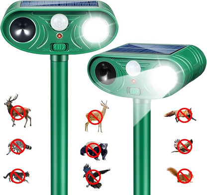 Solar Ultrasonic Animal Repellent Outdoor, Waterproof Cat Deterrent Outdoor and Solar Animal Repeller Deer Repellent Device Rabbits,Raccoons and Birds from Gardens, Farms