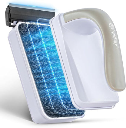 Aquarium Magnet Glass Cleaner, Magnetic Fish Tank Cleaner with Algae Scraper, Double Sided Cleaning Scrubber Brush with Handle, Titanium Blade, Self-Floating, Fit 1/4"-1/2" Thick Glass, Large