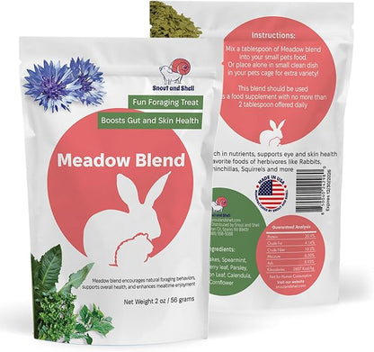 Snout and Shell 2oz Meadow Blend – Natural Foraging Treat for Rabbits, Guinea Pigs & Chinchillas – High-Fiber Supplement