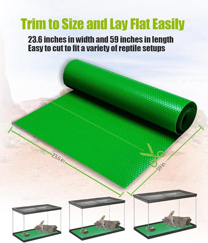 Bearded Dragon Tank Accessories, Reptile Substrate Floor for Bearded Dragon Enclosure 4x2x2, Leopard Gecko Tank Liner Mat for 120 Gallon Reptile Tank, Green