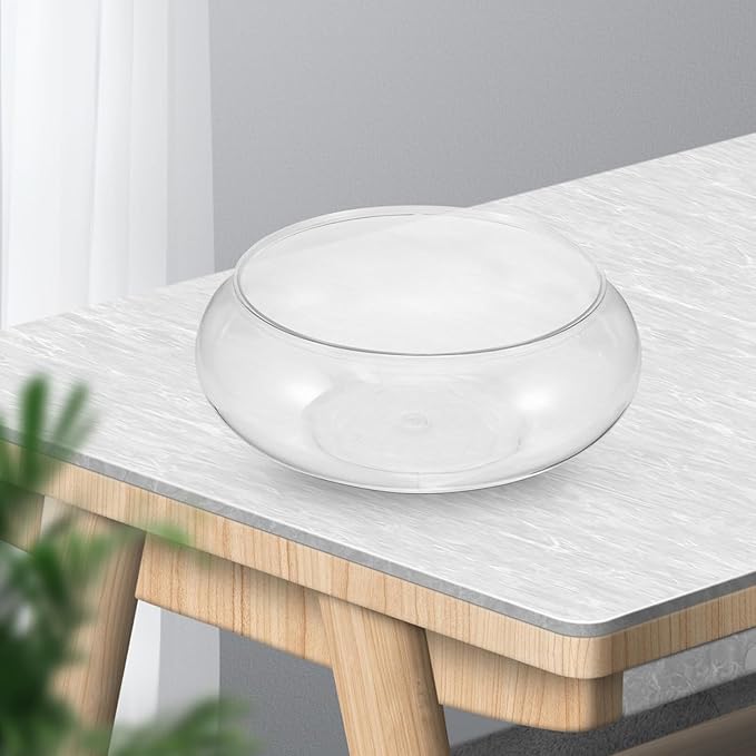 Clear Fish Bowl Vase Bubble Bowl Round Shallow Planter Plastic Container Fish Bowl Aquatic Plant Pot Daffodil Pot Hydroponic Planter Fish Tank Aquarium Bowl