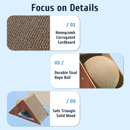 BNOSDM Rabbit Scratch Toy Natural Sisal Rabbit Scratching Ball & Cardboard Rabbit Scratch Pad 2-in-1 Rabbit Scratcher Interactive for Indoor Bunnies Kittens Ferrets Chinchillas Small Animals