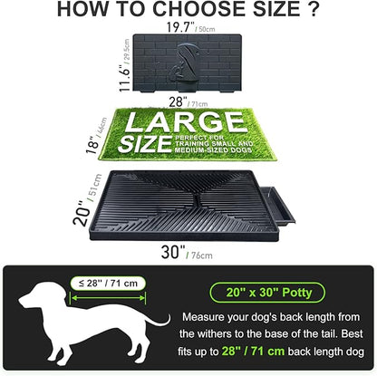 Hompet Dog Potty for Indoor or Porch, 2 Pcs Artificial Grass Training Pads with Pee Baffle, Reusable, Alternative to Puppy Pads, Portable Dog Litter Box for Small/Medium Dogs