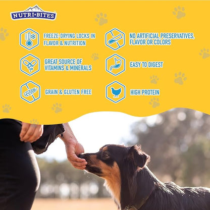 Nutri Bites Freeze Dried Chicken Dog & Cat Treat, 9 oz | Healthy Pet Training Treats or Food Topper | All Natural, 1 Single Animal Protein, High Protein