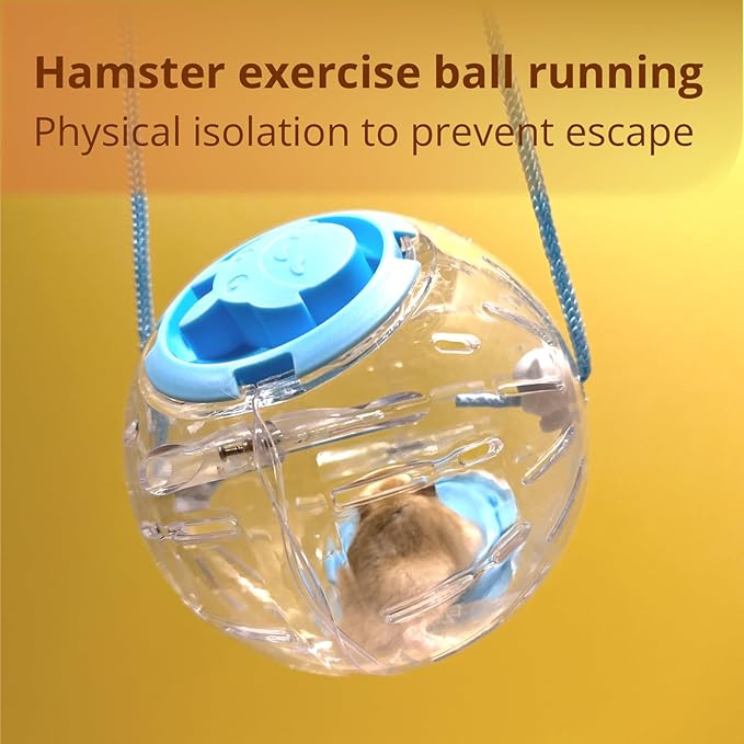 4.9" Hamster Wheel, Exercise Ball & Wheel - Silent Running Toy with Anti-Skid, Transparent Hamster Ball, Breathable Design & Rope for Easy Carry, for Little/Dwarf Mouse, Blue