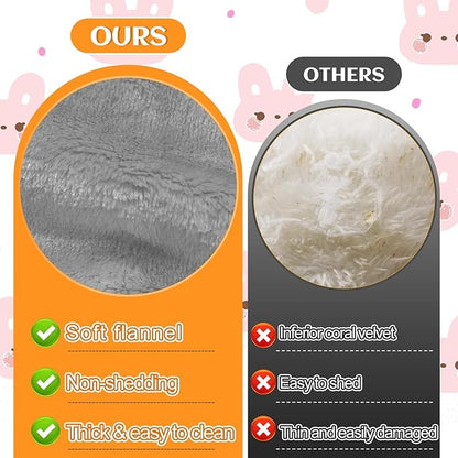 MEWTOGO 15.7 x 14In Rabbit Bed, Thickened Soft Bunny Concave Bed, Cuddle Cushion Plush Mat with Cotton Lounger Pillows, Small Pet Flop Mat for Cage Sleeping Indoor, Gray