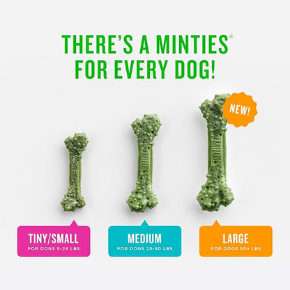 Minties Dental Chews for Dogs, 120 Count, Vet-Recommended Mint-Flavored Treats for Tiny/Small Dogs 5-24 lbs, Dental Bones Clean Teeth, Fight Bad Breath, and Removes Plaque and Tartar