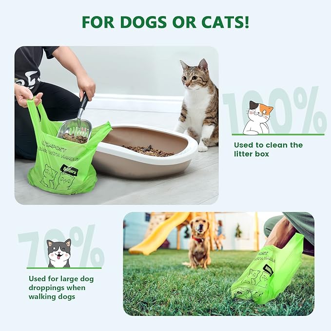 Biodegradable Poop Bags for Cat - 110 Count, Durable Cat Litter Bags for Poop with Handles, Scented Poop Bags for Litter Box, Leakproof Cat Waste Bags