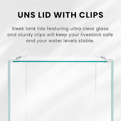 Ultum Nature Sytems Tank Lids for Rimless Tanks - Ultra Clear Rimless Aquarium Lid, Fish Tank Lid Cover for Glass Aquarium, Frameless Aquarium Lid, Cover for Tank - 90B (Lid + Clips)