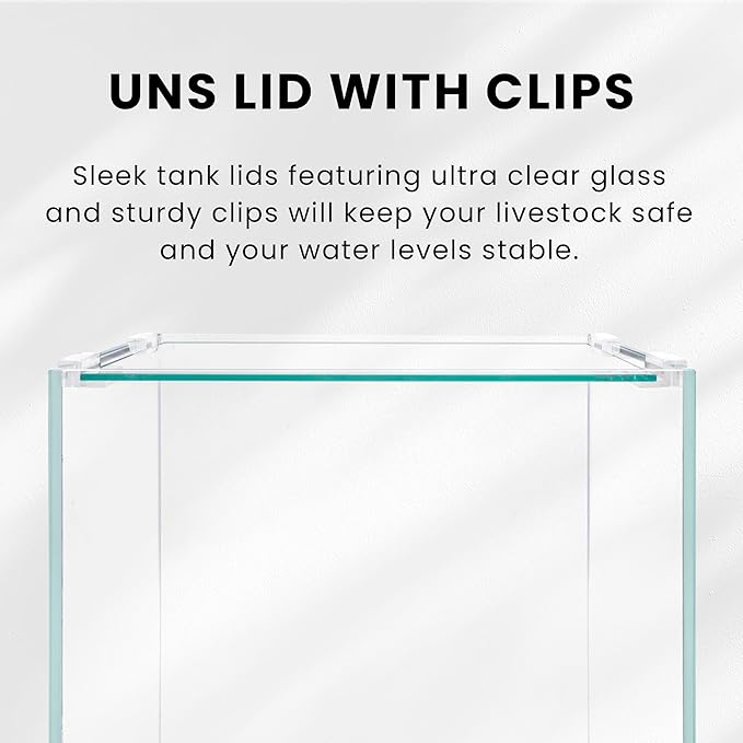 Ultum Nature Sytems Tank Lids for Rimless Tanks - Ultra Clear Rimless Aquarium Lid, Fish Tank Lid Cover for Glass Aquarium, Frameless Aquarium Lid, Cover for Tank - 60L (Lid + Clips)