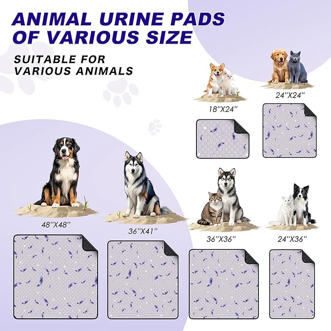 Washable Pee Pads for Dogs, 2 Pack Reusable Puppy Pads, Super Absorbent & Leakproof Dog Pads, Anti-Slip Dog Pee Pads for Puppy Training & Incontinence, Leaf Pattern, 32"x52"