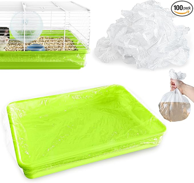 Disposable Small Animal Cage Liners, Rabbit Tray Film Liner Bunny Litter Pan Bags Guinea Pig Cage Toilet Plastic Film for Bird Hamster Chinchilla Hedgehog (100pcs, 27in)