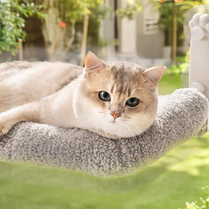 Mewoo 2PC Cat Window Perch, Cordless Window Hammock with Steel Frame and Removable Soft Cover, Embeded Cat Seat with 4 Strong Suction Cups (Grey Cushion Bed, 2 Pack)