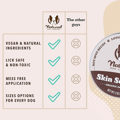 Natural Dog Company Skin Soother Balm 4 oz Tin – Dog Skin Balm with Coconut Oil, Cocoa Butter, Calendula & Vitamin E – Helps Soothe Hot Spots, Redness & Irritated Skin – Lick-Safe & Non-Toxic