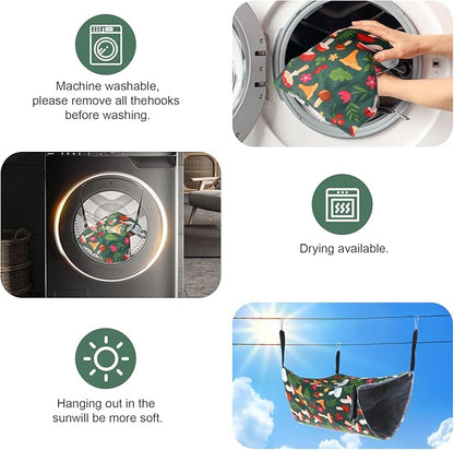 4 Pack Ferret Hammock for Cage, Small Animal Hammock Set with Mushroom Pattern, Rat Hammocks Washable Cozy Hanging Bed for Chinchilla Guinea Pig Hamster Sugar Glider Squirrel