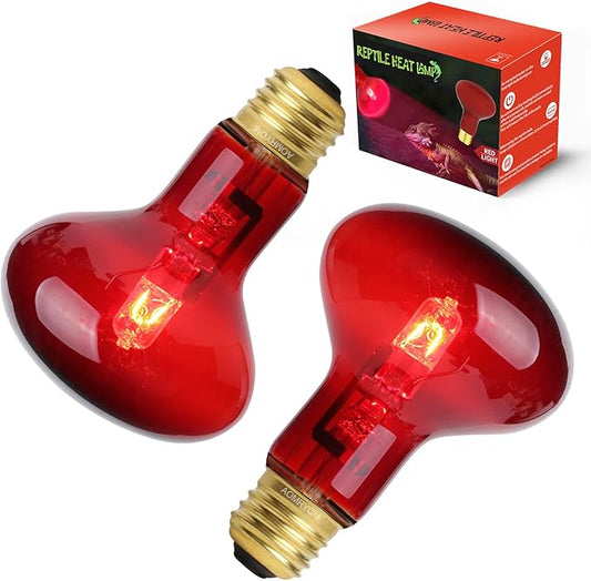 AOMRYOM 100W 2 Pack Infrared Heat Lamp Bulb Red Light Heat Bulbs for Pet Lizards Bearded Dragons Chameleons Snakes Reptiles & Amphibians