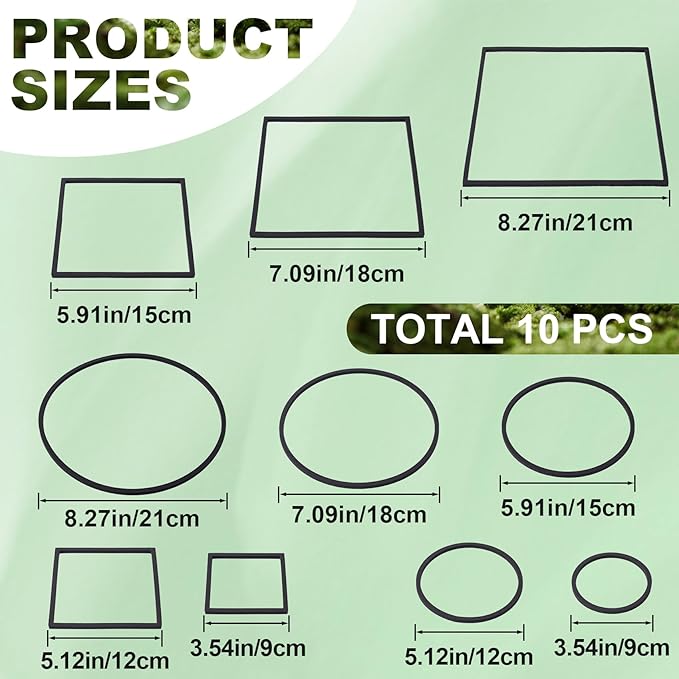 10pcs Aquarium Floating Plant Corral, Oval & Square Fish Feeding Rings, Mix Sizes Fish Tank Accessories for Betta Goldfish Turtle- Black