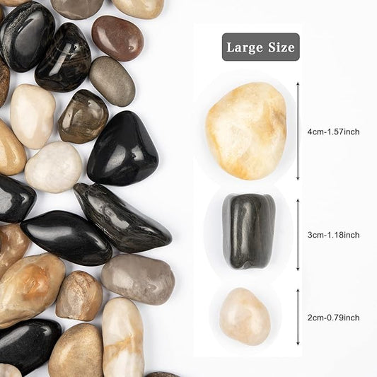 5lbs Mix Natural River Rocks, High-Polished Pebbles for Plants Garden, 1-2 inch Decorative Mix Stones, Ideal for Fish Tank, Vases, Crafting, Home Decor and Garden Landscaping Rocks,Mix