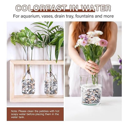 NUPICK 3 lbs Pebbles for Indoor Plants, 3/8 Inch Pea Gravel for Fish Tank, Decorative Rocks for Succulent, Natural River Stones for Vases, Cactus, Landscaping, Bird Bath, Aquarium, Mixed