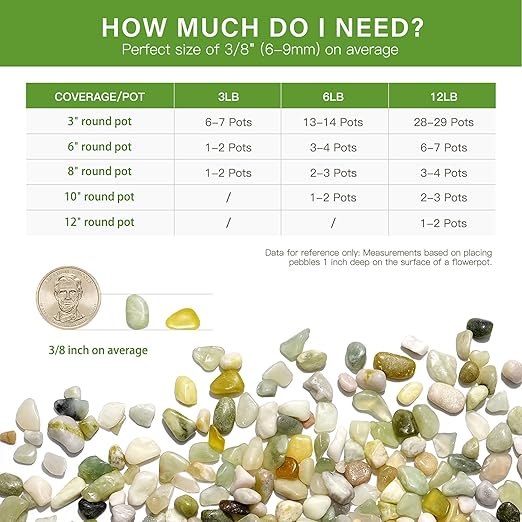 NUPICK 6 lbs Pebbles for Indoor Plants, 3/8 Inch Pea Gravel for Fish Tank, Polished Decorative Rocks for Succulent, Natural River Stones for Vases, Cactus, Landscaping, Bird Bath, Aquarium, Jade