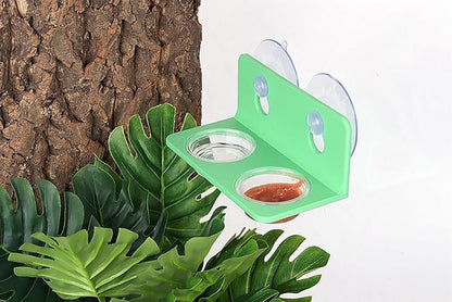 Crested Gecko Feeding Ledge with 10PCS Reptile Food Cups - Green