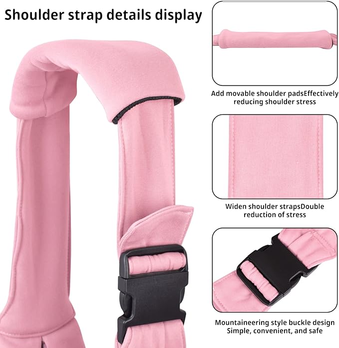 CUBY Dog and Cat Sling Carrier - Hands Free Reversible Pet Papoose Bag - Soft Pouch and Tote Design - Suitable for Puppy, Small Dogs Cats Outdoor (Pink Senior, Adjust Strap 2.0)