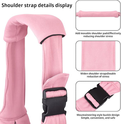 CUBY Dog and Cat Sling Carrier - Hands Free Reversible Pet Papoose Bag - Soft Pouch and Tote Design - Suitable for Puppy, Small Dogs Cats Outdoor (Pink Senior, Adjust Strap 2.0)