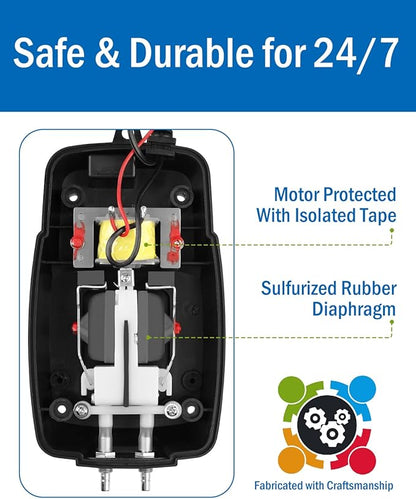 AquaMiracle All-in-One Koi Pond Aerator for Outdoor Ponds up to 1000 Gallons, Pond Air Pump Pond Aeration System with Double Outlet Airline Tubing Air Stones Check Valves