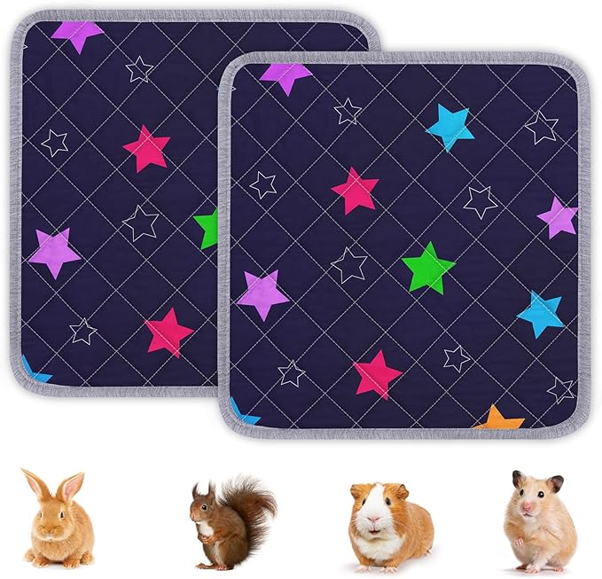 2 Pack Guinea Pig Bedding, Washable Guinea Pig Cage Liner Reusable Guinea Pig Mat Waterproof Guinea Pig Bedding for Cage, Super Absorbant Guinea Pig Pee Pads for Small Animals Hamster Rabbit Squirrel