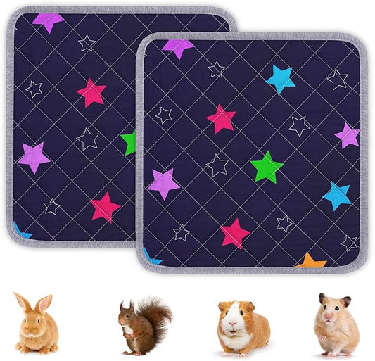 2 Pack Guinea Pig Bedding, Washable Guinea Pig Cage Liner Reusable Guinea Pig Mat Waterproof Guinea Pig Bedding for Cage, Super Absorbant Guinea Pig Pee Pads for Small Animals Hamster Rabbit Squirrel