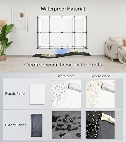 Small Animal Playpen, Guinea Pig Cages with Waterproof Mat, 24 Panels Pet Playpen for Hamsters, Hedgehog, Bunny, Ferret, Indoor Outdoor Plastic Fence, 48.5 x 24.8 x 32.3 inches