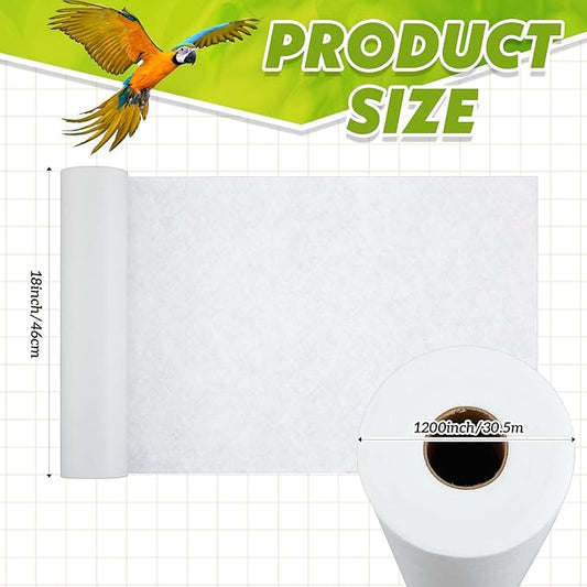 100 ft x 18 Inch Bird Cage Liner Disposable Parakeet Cage Liners Precut Absorbent Bird Paper Accessories for Pet Animal Parrot (White)