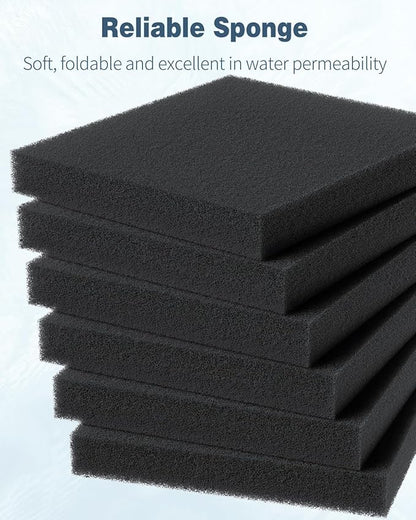 Pawfly Aquarium Filter Media Pad, Fish Tank Filter Cartridge Filter Foam Pad Inserts for ML350, 12 Pack (6.3" x 5.5" x 0.8")