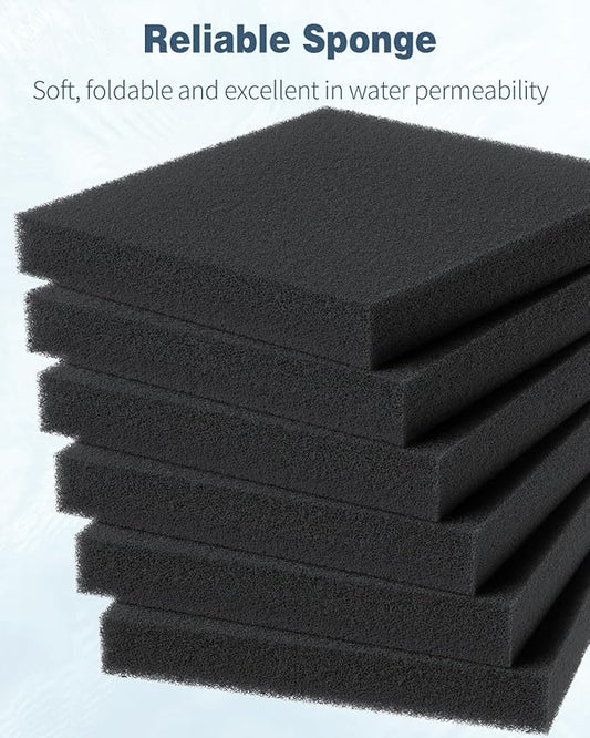 Pawfly Aquarium Filter Media Pad, Fish Tank Filter Cartridge Filter Foam Pad Inserts for ML350, 12 Pack (6.3" x 5.5" x 0.8")