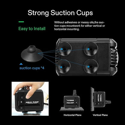 VIVOSUN 2-pack 210GPH Submersible Pump(800L/H, 8W), Ultra Quiet Water Pump with 3.3ft High Lift, Fountain Pump with 5ft Power Cord, 2 Nozzles for Fish Tank, Pond, Aquarium, Statuary, Hydroponics