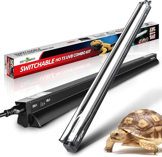 REPTI ZOO Switchable UVB Light for Reptiles, 39W T5 UVB Light Combo Kit for Tropical & Desert Reptile, 34" Terrarium Hood Lamp Fixture with UVB 10.0 Bulb for Bearded Dragon Snake Gecko Lizard Tortoise