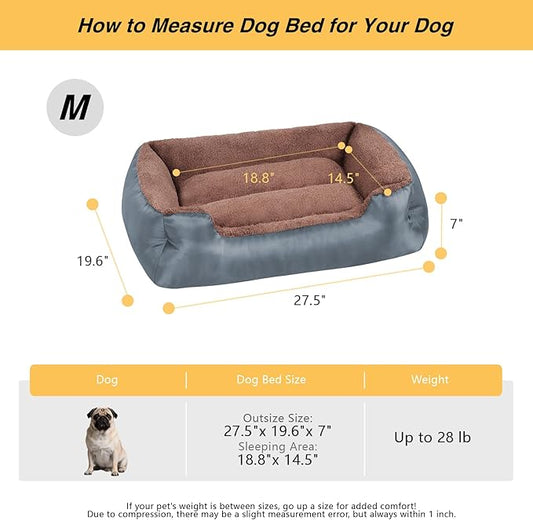 Dog Bed, Soft Calming Sleeping Puppy Bed, Comfortable and Breathable Dog Cat Bed, Machine Washable, Non-Slip Bottom, Grey