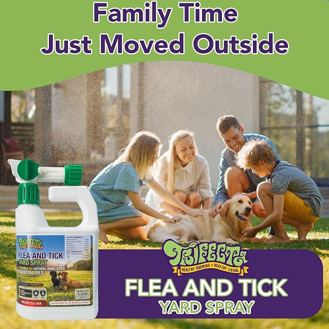 Trifecta Outdoor Flea & Tick Spray for Yards | All Natural Flea and Tick Prevention for Yards with Essential Oils | Pet and Family Safe | Hose-End Sprayer, Ready-To-Use (2 Pack for up to 10,000 Sq Ft)