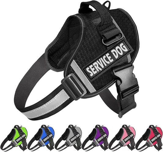 JSXD Dog Harness,No-Pull Service Dog Harness with Handle Adjustable Outdoor Pet Dog Vest 3M Reflective Nylon Material Vest for Breeds,Easy Control for Small Medium Large Dogs (XXL, Black)