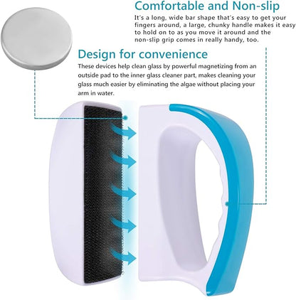 Magnetic Aquarium Fish Tank Glass Algae scrapers Glass Cleaner Scrubber Clean Brush [Floating,Scratch-Free,Non-Slip,magnetizing] S