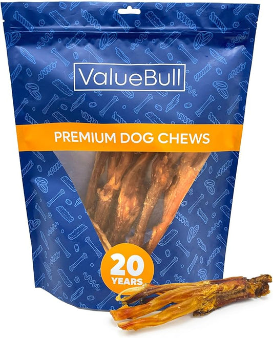 ValueBull Beef Tendons for Dogs, Varied Shapes, 1 Pound - Natural Collagen, Grass-Fed, Single Ingredient, All Natural Dog Chews