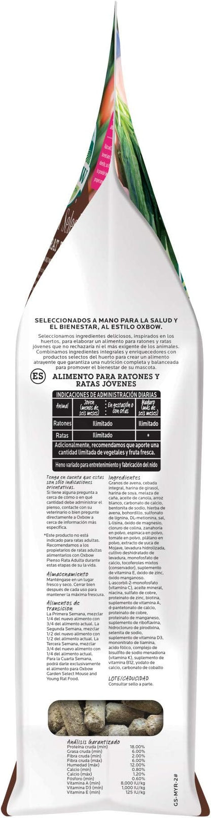 Oxbow Animal Health Garden Select Mouse and Young Rat Food, Garden-Inspired Recipe for Young Rats and Mice of All Ages, Non-GMO, Made in The USA, 2 Pound Bag (Pack of 2)