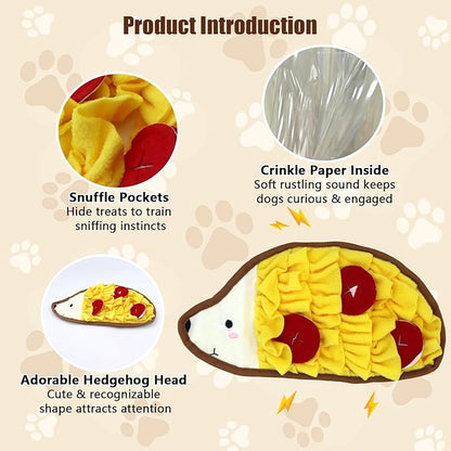 Hedgehog Snuffle Mat for Dogs and Cats – Nosework Puzzle Toy for Small Medium Pets, Crinkle Treat Dispenser Toy, Interactive Enrichment Plush for Mental Stimulation and Slow Feeding