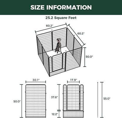 FXW Rollick Unleashed Dog Playpen for Indoor, Yard, RV Camping, 50 inch 8 Panels for Large Dogs, Black│Patented